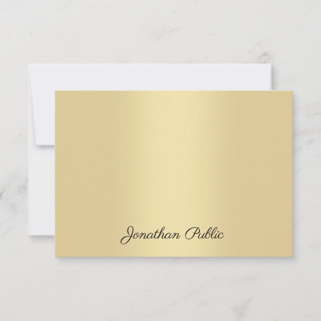 Faux Gold Modern Calligraphy Script Name Template (Front)