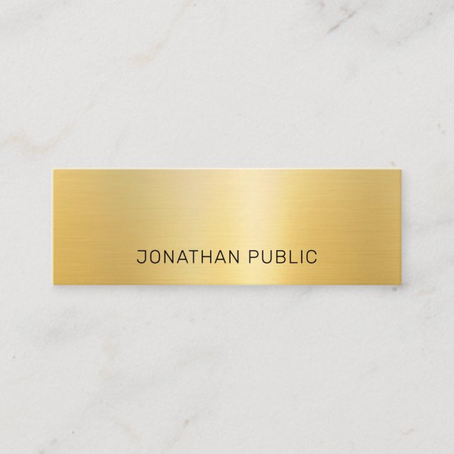 Faux Gold Modern Elegant Minimalist Template Mini Business Card (Front)