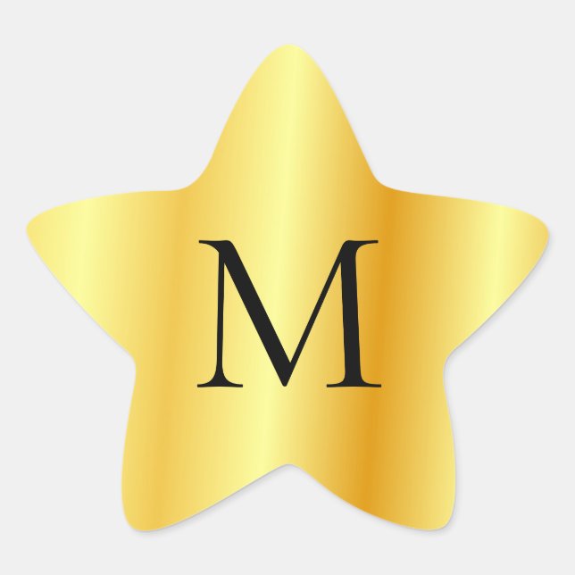 Faux Gold Modern Elegant Monogram Template Star Sticker (Front)