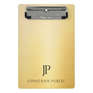 Faux Gold Modern Elegant Monogrammed Template Mini Clipboard
