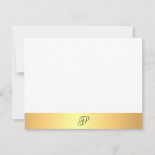 Faux Gold Modern Hand Script Monogram Name Card