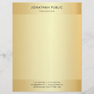 Faux Gold Modern Minimalist Elegant Template Custom Letterhead