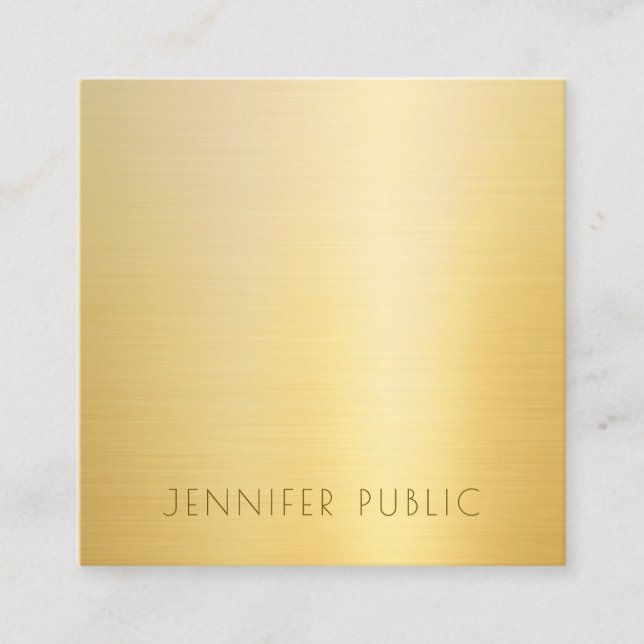 Faux Gold Modern Minimalist Elite Template Luxury Square Business Card (Front)