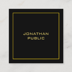 Faux Gold Modern Personalized Black Template Square Business Card