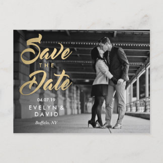 Faux Gold Modern Save the Date Postcards