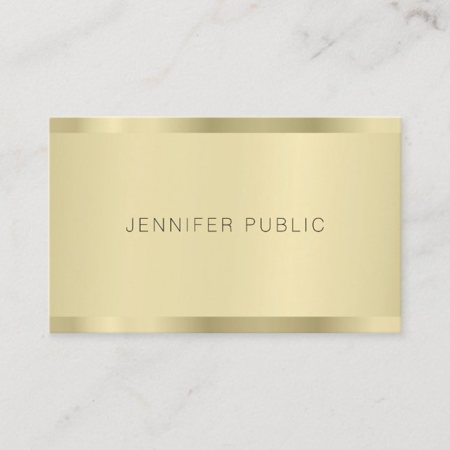 Faux Gold Modern Simple Design Template Elegant Business Card (Front)