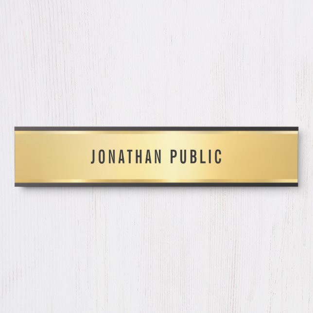 Faux Gold Modern Simple Stylish Template Long Door Sign (Front)