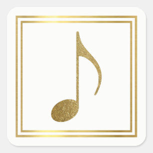 faux gold music note elegant  square sticker