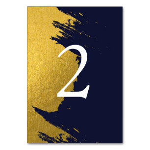 Faux Gold Navy Blue Wedding  Table Number