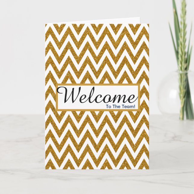 Faux Gold New Employee Welcome Card (Front)