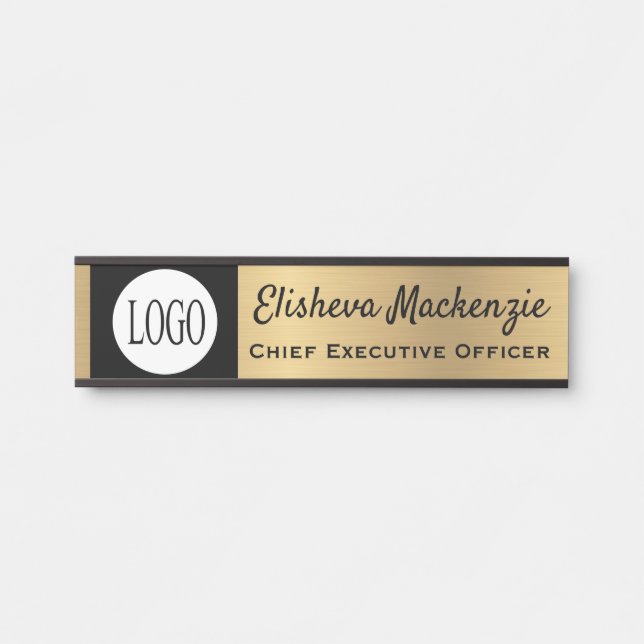 Faux Gold Office Door Sign Signs Black Logo (Front)