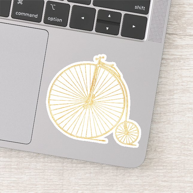 Faux Gold Old Fashioned Unicycle Line Drawing (Detail)