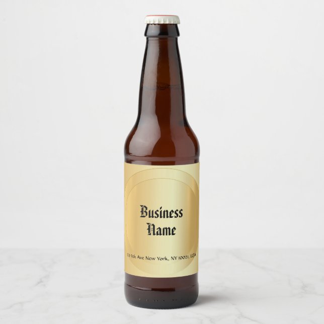 Faux Gold Old Style Calligraphy Script Template Beer Bottle Label (Front)