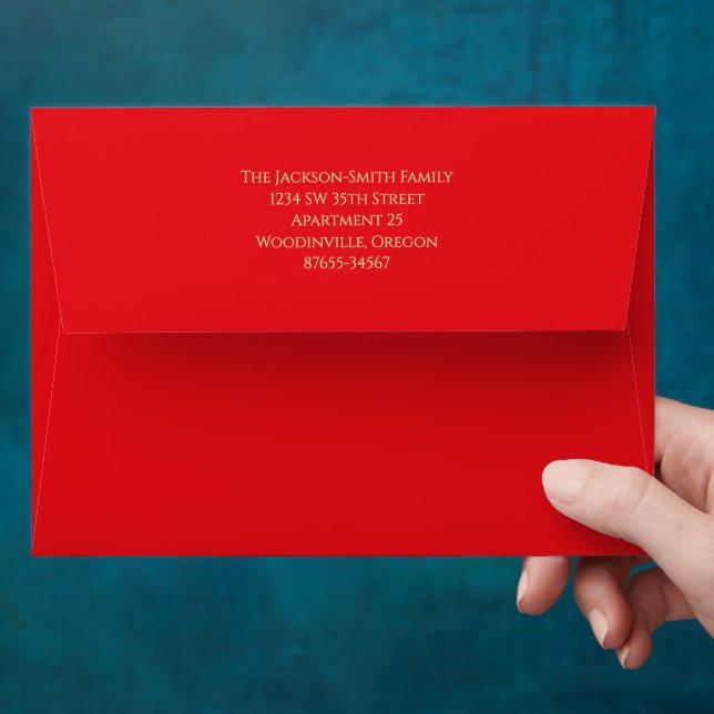 Faux Gold on Cherry Red Christmas Card Matching Envelope (Hand)