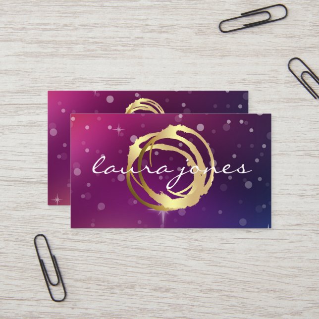 Faux Gold Painted Circle Designer Business Card (Front/Back In Situ)