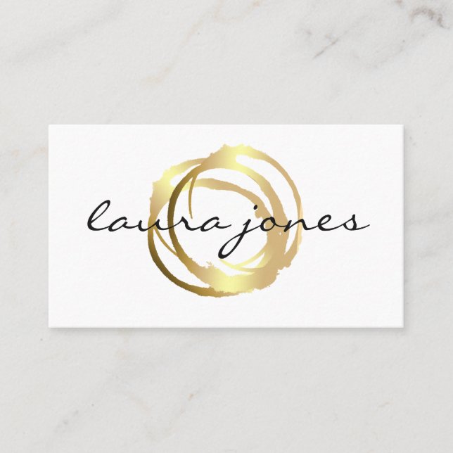 Faux Gold Painted Circle Designer Business Card (Front)