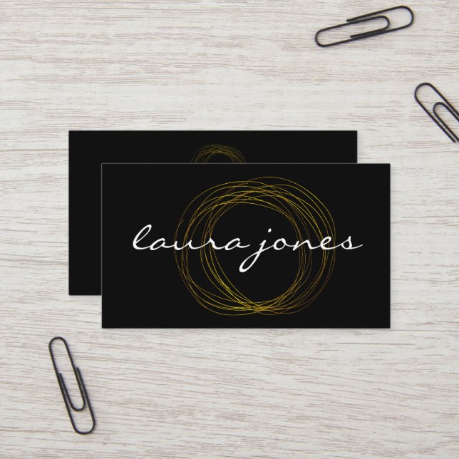 Faux Gold Painted Circle Designer Business Card (Front/Back In Situ)