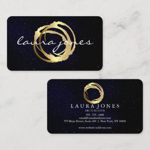Faux Gold Painted Circle Designer Business Card