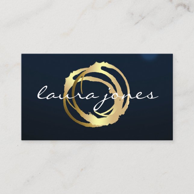 Faux Gold Painted Circle Designer Business Card (Front)