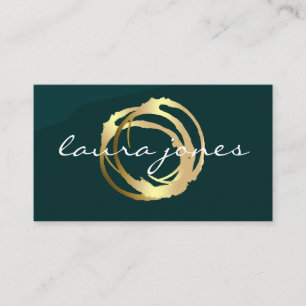 Faux Gold Painted Circle Designer Business Card