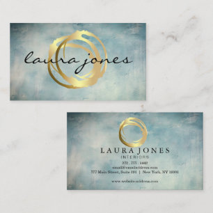 Faux Gold Painted Circle Designer Business Card