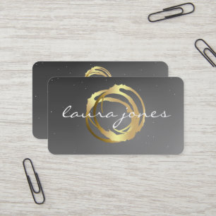 Faux Gold Painted Circle Designer Business Card