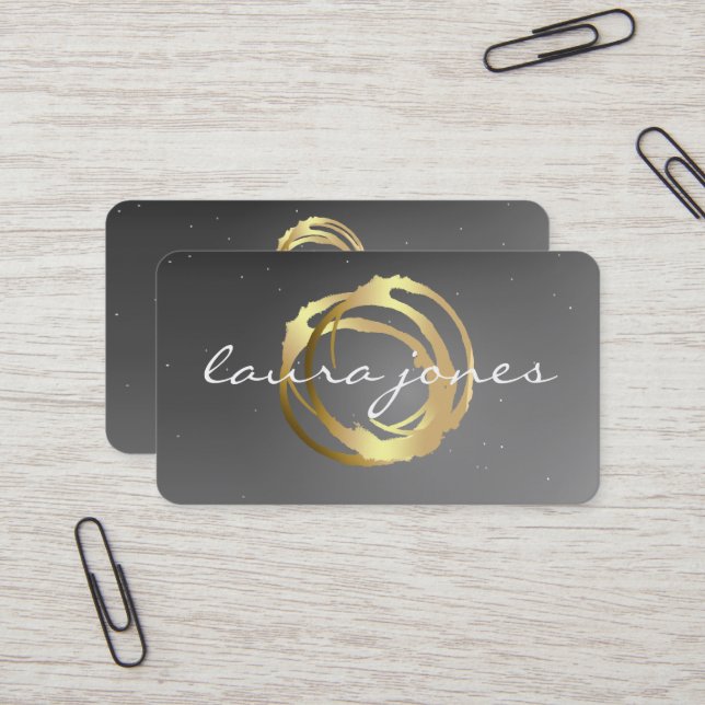 Faux Gold Painted Circle Designer Business Card (Front/Back In Situ)