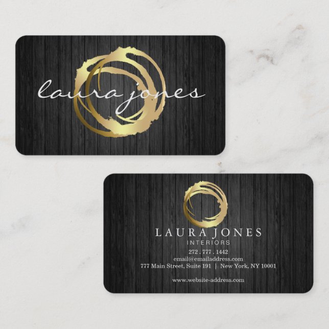 Faux Gold Painted Circle Designer Business Card (Front/Back)