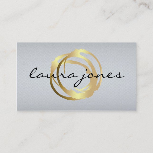 Faux Gold Painted Circle Designer Business Card (Front)