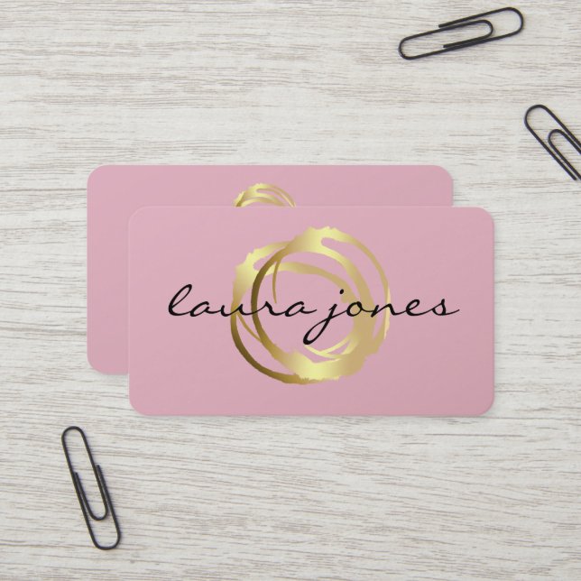 Faux Gold Painted Circle Designer Business Card (Front/Back In Situ)
