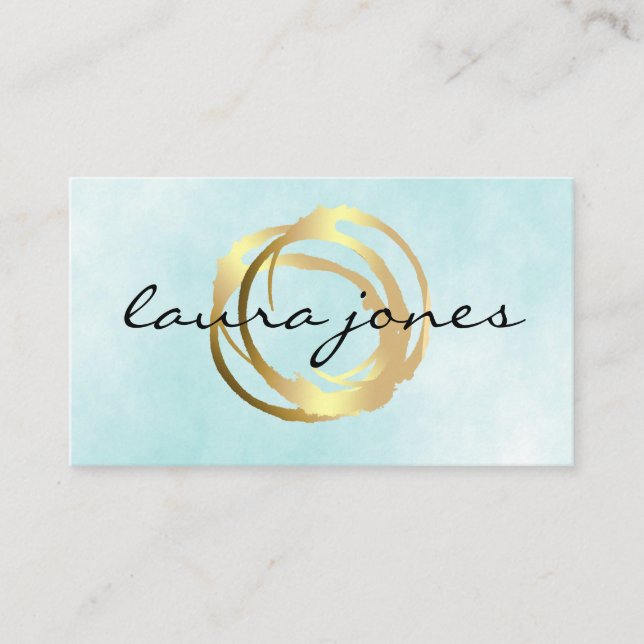 Faux Gold Painted Circle Designer Business Card (Front)
