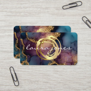 Faux Gold Painted Circle Designer Business Card