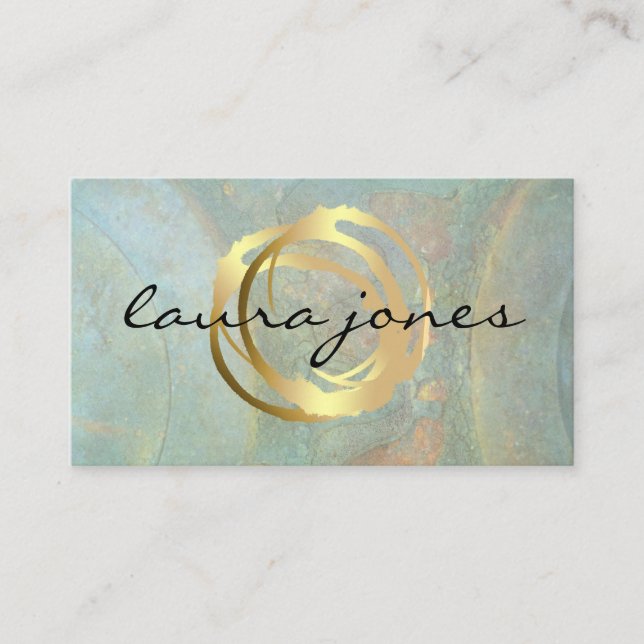Faux Gold Painted Circle Designer Business Card (Front)