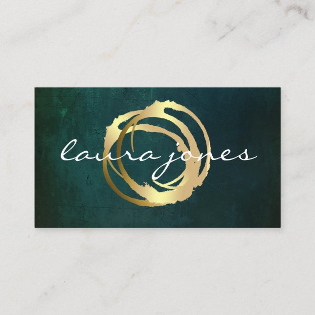 Faux Gold Painted Circle Designer Business Card (Front)