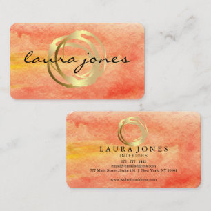 Faux Gold Painted Circle Designer Business Card