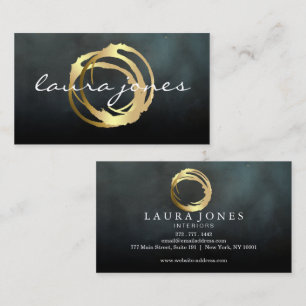 Faux Gold Painted Circle Designer Business Card