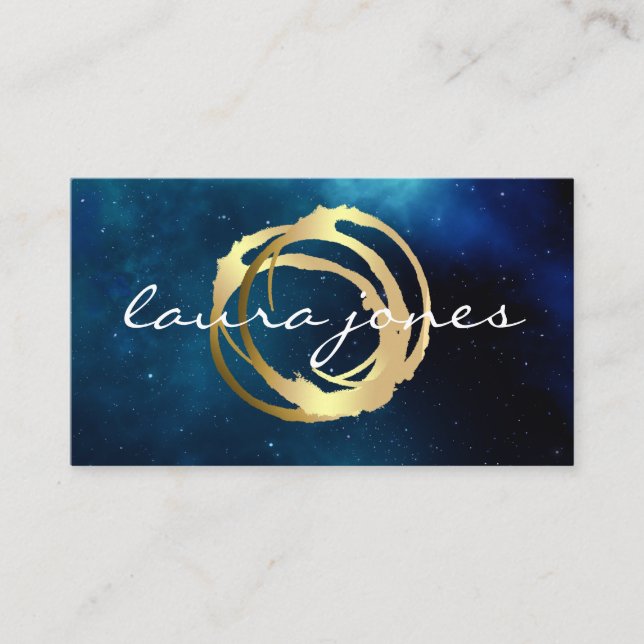 Faux Gold Painted Circle Designer Business Card (Front)