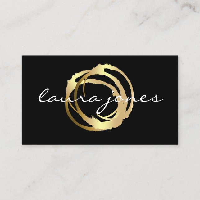 Faux Gold Painted Circle Designer Business Card (Front)