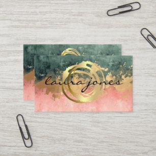 Faux Gold Painted Circle Designer Business Card