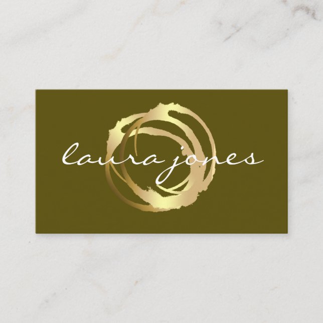 Faux Gold Painted Circle Designer Business Card (Front)