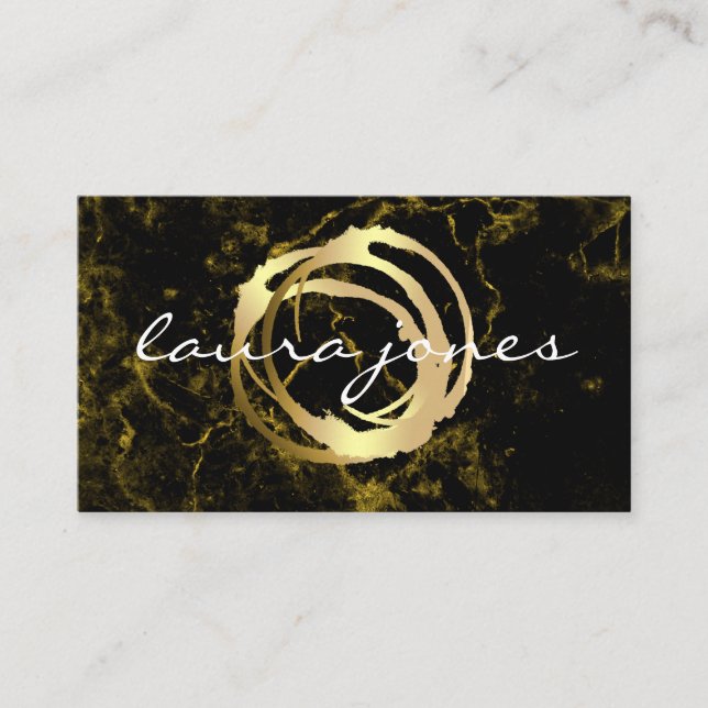 Faux Gold Painted Circle Designer Business Card (Front)