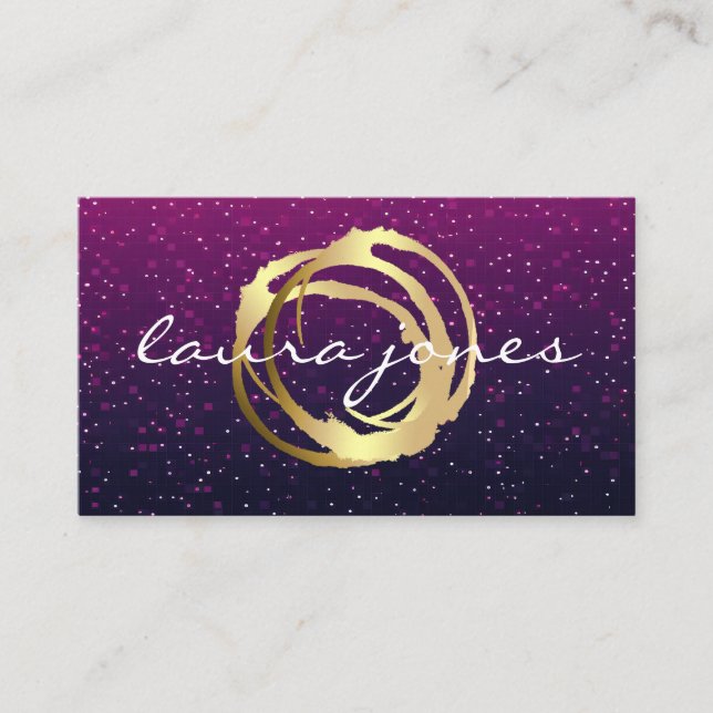 Faux Gold Painted Circle Designer Business Card (Front)