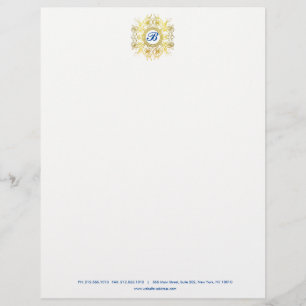 Faux Gold Painted Designer Monogram Letterhead