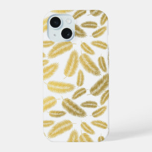Faux Gold Palm Leaves Pattern iPhone 15 Case