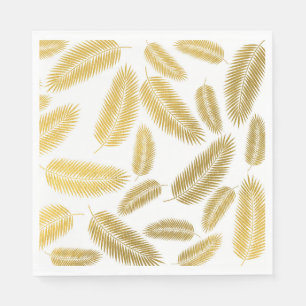 Faux Gold Palm Leaves Pattern Napkin