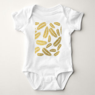 Faux Gold Palm Leaves Pattern Sherpa Blanket Showe Baby Bodysuit