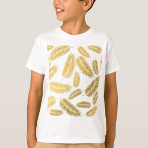 Faux Gold Palm Leaves Pattern T-Shirt