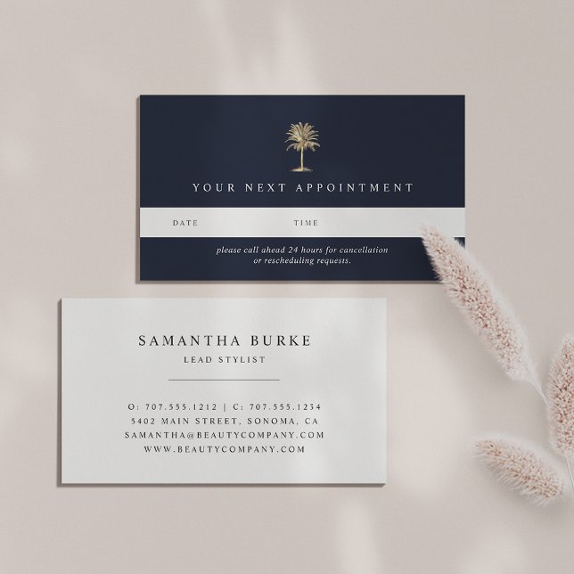 Faux Gold Palm Tree Logo Appointment Card (Creator Uploaded)