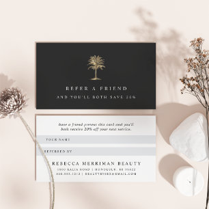 Faux Gold Palm Tree Logo Referral Card