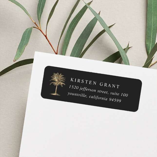 Faux Gold Palm Tree Logo Return Address (Creator Uploaded)